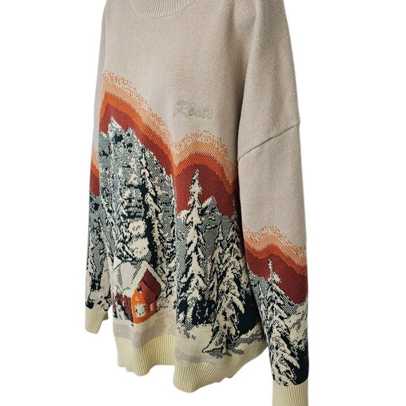Roots Mens Landscape Intarsia Crewneck Long Sleeve Sweatshirt, Stretch, Size 2XL - Picture 10 of 11